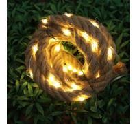 Ciskotu Fairy Rope LED Lights, 60 LEDs String Light Warm White, Waterproof Summer Decoration Sea Christmas Lighting for Decoration Outdoor Garden Patio Balcony 3m (30mm Thick Beige Cotton Rope) 6