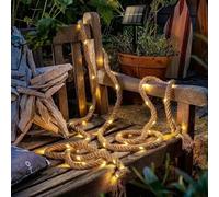 Ciskotu Fairy Rope LED Lights, 60 LEDs String Light Warm White, Waterproof Summer Decoration Sea Christmas Lighting for Decoration Outdoor Garden Patio Balcony 3m (30mm Thick Beige Cotton Rope)