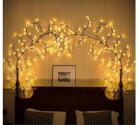 Ciskotu Willow Vine Twig Wall Lights 2PCS: 144 LED Plug in Powered, Warm White with Fairy Tree Light for Wall Indoor Bedroom Living Room Home Christmas Decor