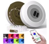 CISLAN Retractable Camping String Lights, 7 in 1 Rechargeable Outdoor Waterproof Portable Stowable String Light with APP Control and 7 Modes (1800mah) Rechargeable String Lights for Camping Yard