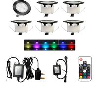 CISLAN RGBWW Led Decking Lights Waterproof IP67 Ø45MM 12V - Led Plinth Light Kits for Terrace Patio Path Wall Garden Decoration, 6 Packs