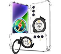Cisland for Samsung Galaxy S24+ Plus/S25+ Plus Case Magnetic Clear Design,Compatible with MagSafe,Kickstand Vertical/Horizontal,Shockproof Airbag Bumpers Phone Cover - White Inspirational Verse