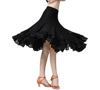 CISMARK Elegant Ballroom Dance Latin Flamenco Dance Skirt for Women - Black - One Size