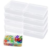 Cisolen 10Pcs Small Plastic Containers with Lids Mini Rectangular Empty Container Box Case Mini Clear Plastic Organizer Storage Box Containers for Collecting Small Items Beads Jewelry Business Cards
