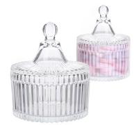Cisolen 2 Pieces Vintage Glass Candy Jar Crystal Jars with Lid Storage Jars for Chocolate Beans Cookies
