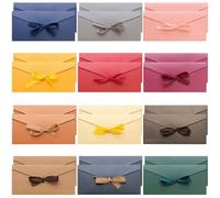 Cisolen 24 Pcs Colourful Envelopes Vintage Kraft Paper Envelopes Gift Card Envelope with Ribbons for Invitations Wedding Greeting Cards Birthday Party Thanksgiving (12 Colour)