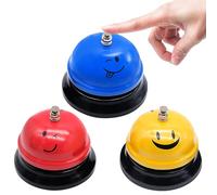Cisolen 3 Pieces Table Bell Reception Bells Stainless Steel Smile Bell Call Bells for Kitchen Restaurant Hotels Bars Hotel Bar Reception Wedding