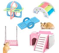 Cisolen 5 Pieces Hamsters Toys Hamster House Rainbow Bridge Training Toy Cage Seesaw Swing Hamster Cage Accessories Playground for Hamsters Rats Gerbils Small Animals