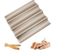 Cisolen Baguette Baking Tray Perforated French Stick Loaf Baking Molds Pan Baguette Mold NonStick for 4 Baguettes Grooves Waves French Bread Pan Cooking Tray Mold