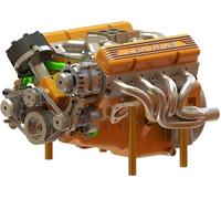 Cison V8 Engine Model Kit, Build Your Own Stem V8 Model Engine for Adults, 4-Stroke Engine Model Kit, Physical Experiment Model for Adults Mini V8 Engine Kits That Runs(Orange)
