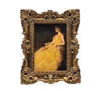 CISOO 2.5x3.5 Vintage Small Picture Frame, Antique Ornate Bronze Gold Wallet Size Photo Frame, for Table Top and Wall Display, Decorative Floral Design Retro Home Decor, Photo Gallery Art
