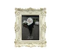 CISOO 2.5x3.5 Vintage Small Picture Frame, Antique Ornate White with Gold Wallet Size Photo Frame, for Table Top and Wall Display, Decorative Floral Design Retro Home Decor, Photo Gallery Art