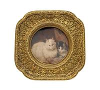 CISOO 3x3 Vintage Small Round Picture Frame, Antique Ornate Gold Circle Photo Frame for Table Top and Wall Display, Decorative Floral Design Retro Home Decor, Photo Gallery Art