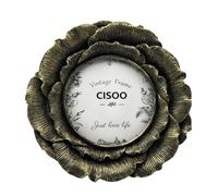 CISOO 4x4 Vintage Round Picture Frame, Antique Black with Gold Ornate Flower Circle Photo Frame, for Tabletop and Wall Display, Decorative Floral Retro Home Decor, Photo Gallery Art