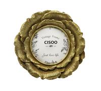 CISOO 4x4 Vintage Round Picture Frame, Antique Gold Ornate Flower Circle Photo Frame, for Tabletop and Wall Display, Decorative Floral Retro Home Decor, Photo Gallery Art