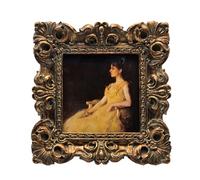 CISOO 4x4 Vintage Small Picture Frame, Antique Ornate Bronze Gold Square Photo Frame, for Table Top and Wall Display, Decorative Floral Design Retro Home Decor, Photo Gallery Art
