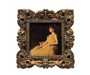CISOO 4x4 Vintage Small Picture Frame, Antique Ornate Bronze Gold Square Photo Frame, for Table Top and Wall Display, Decorative Floral Design Retro Home Decor, Photo Gallery Art