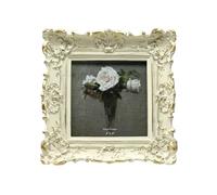 CISOO 4x4 Vintage Small Picture Frame, Antique Ornate White with Gold Square Photo Frame, for Table Top and Wall Display, Decorative Floral Design Retro Home Decor, Photo Gallery Art