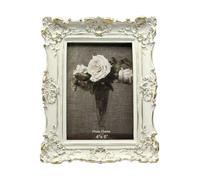 CISOO 4x6 Vintage Picture Frame, Antique Ornate White with Gold Photo Frame, for Table Top and Wall Display, Decorative Floral Design Retro Home Decor, Photo Gallery Art