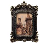 CISOO 5x7 Vintage Picture Frame Antique Ornate Black and Gold Gothic Photo Frame, for Table Top and Wall Display, Retro Home Decor, Photo Gallery Art