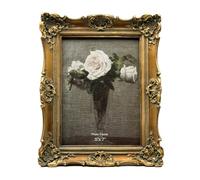 CISOO 5x7 Vintage Picture Frame Antique Ornate Bronze Gold Photo Frame, for Table Top and Wall Display, Decorative Floral Design Retro Home Decor, Photo Gallery Art