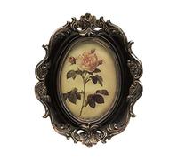 CISOO Vintage 4x6 Oval Picture Frame Antique Photo Frame Table Top Display and Wall Hanging, Retro Home Decor, Ornate Photo Gallery Art (Black and Gold)