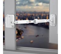 Cispree Window Child Safety Lock No Drilling for UPVC, Wooden, Metal, Aluminum Window Frames, Sash Restrictors Stopper Self Adhesive, Easy Install (1 Lock,White)
