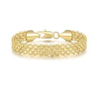 CISSIEPERAL 14k gold bracelet for women gold bracelet for men women wide chain bracelets gold jewelry gifts 6.5/7/7.5/8/8.5 inches, Non-adjustable 6.5in, 7 in, 7.5 in, 8 in, 8.5 in, Yellow Gold, No