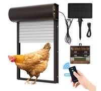 CISSIYOG Automatic Chicken Coop Door, Automatic Chicken Door Solar Powered with Manual/Timer Mode/Timer/Light Sensor/Remote Control, Stainless Steel, Anti-Pinch Design, Safe Chickens Keeping