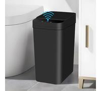 CISSIYOG Black Bathroom Bin with Lid, 10L Touchless Sensor Bin - Slim Automatic Rubbish Bin for Kitchen, Bedroom, Toilet, Office - Smart Motion Garbage Can (black)