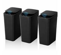 CISSIYOG Black Bathroom Bin with Lid,3xPack 10L Touchless Sensor Bin - Slim Automatic Rubbish Bin for Kitchen, Bedroom, Toilet, Office - Smart Motion Garbage Bin (3)
