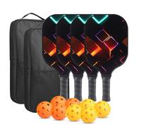 CISSIYOG Pickleball Paddles,Pickleball set,4 Pack Carbon Fiber Pickleball Paddles,Includes 2 Indoor balls/2 Outdoor Balls,2 Carry Bag,for Beginners