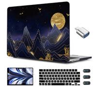 CISSOOK Compatible with MacBook Air 13.6 inch Case 2022 2024 2025 2026 Release Model A2681 A3113 A3240 A3449, Plastic Hard Shell Case with Keyboard Cover for MacBook Air 13.6 M2 M3 M4 M5, Gold Moon
