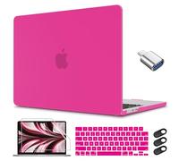 CISSOOK Compatible with MacBook Air 13 inch Case 2025 2024 2023 2022, Hard Shell Case Keyboard Cover for MacBook Air 13.6 inch M2 M3 M4 Chip A3240 A3113 A2681, Matte Rose Red