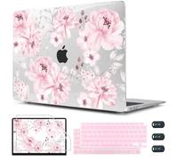 CISSOOK Compatible with MacBook Air 13 inch Case M1 Chip 2021 2020-2028 Release A2337 A2179 A1932 Model with Touch ID, Plastic Hard Shell Case & Keyboard Cover & Screen Protector, Cute Pink Flower