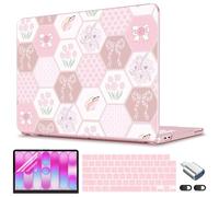 CISSOOK Cute Pink Case for MacBook Neo 13 inch 2026, Hexagon Patchwork Pink Protective Hard Plastic Laptop Cover with Keyboard Cover, Screen Protector & USB C Dongle