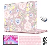 CISSOOK Cute Pink Case for MacBook Neo 13 inch 2026, Vibrant Garden Floral Pink Protective Hard Plastic Laptop Cover with Keyboard Cover, Screen Protector & USB C Adapter