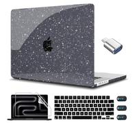 CISSOOK Sparkly Glitter Star Case for MacBook Pro 14 Inch M1 M2 M3 M4 M5, Ultra Thin Hard Shell Case Keyboard Cover Screen Protector for MacBook Pro 14 2021 2022 2023 2024 2025 2026, Glitter Black