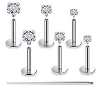 Cisyozi 16G F316 Titanium Flat Back Nose Ring Stud Piercing Jewelry Hypoallergenic FlatBack Screw on in Nose Stud Ring Short Bar Straight Medical Implant Surgical Steel Nose Piercin Jewelry Women Men