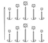 Cisyozi 16G Titanium Fat Back Nose Rings Studs Piercing Jewelry Threaded Lip Labret Medusa Ring Stud 16 Gauge Screw in on Cartilage Tragus Helix Conch Earring Piercing Jewelry Women Men 6mm 8mm 10mm