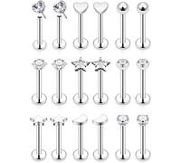 Cisyozi 20G 18G 16G Threadless Push in Nose Rings Studs With Fat Back 316L Surgical Steel Lip Labret Medusa Rings Studs Cartilage Tragus Helix Ear Earring Body Jewelry Piercing for Women Men 7mm Bars
