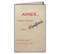 CIT-1010 Quote Card on Natural Fibre Paper with Envelope "AIMER, C'est se plunge dans l'infini" Honoré de Balzac le centenaire - Made in France paper from sustainably managed forests