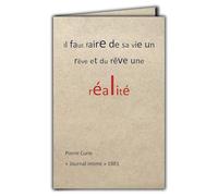 CIT-1012 Pierre Curie Quote Card on Natural Fibre Paper with Envelope It Must Make Your Life a Dream and Dream a Reality - Made in France Paper from Sustainably Managed Forests