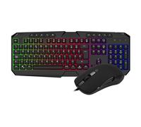 CiT Avenger Rainbow Gaming Keyboard and Mouse Set, Rainbow LED,Gaming Keys, Multimedia Functions, 4 Button Mouse (800-1200-1600-2400 DPI) USB Wired Desktop Combo, UK Layout, For PC | Black