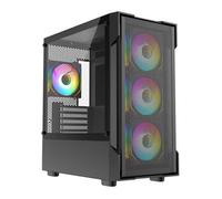 CIT Bolt Black Mesh MicroATX PC Case with 4x ARGB Fans