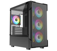 CiT Bolt Black Micro-ATX PC Computer Case With Mesh Front Panel & Tempered Glass Side Panel With Motherboard Compatibility & 4 x 120mm ARGB Infinity Fans Included