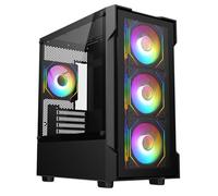 CiT Bolt Gaming PC Case, Micro ATX PC Case with 4 ARGB Fans, Glass, Black
