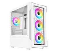 CiT Bolt Gaming PC Case, Micro ATX PC Case with 4 ARGB Fans, Glass, White