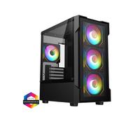 CiT Bolt Tempered Glass Micro-ATX Gaming PC Case with 4 x 120mm ARGB Infinity Fans - Black