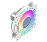 CiT Celsius PC Case Dual-Ring Cooling Fan 120mm White With 21 integrated LEDs, Infinity Center, PC PWM Silent Fan With 800-1500 RPM & ARGB 5V 3pin Aura Sync